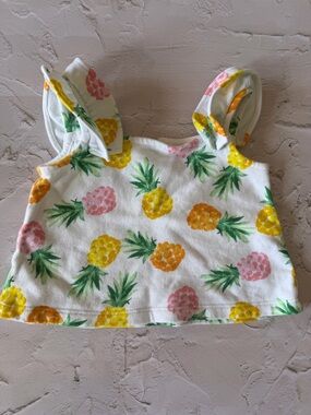 Janie and Jack White Tank Top with Pink and Yellow Pineapples